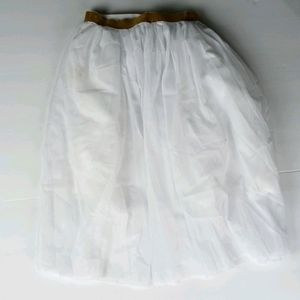 Little Girl White TuTu W/Gold Waistband